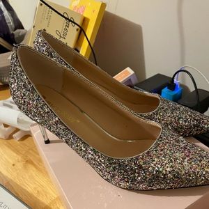 Multi glitter formal heels with mirrored 2.5 inch heels. NWOT
